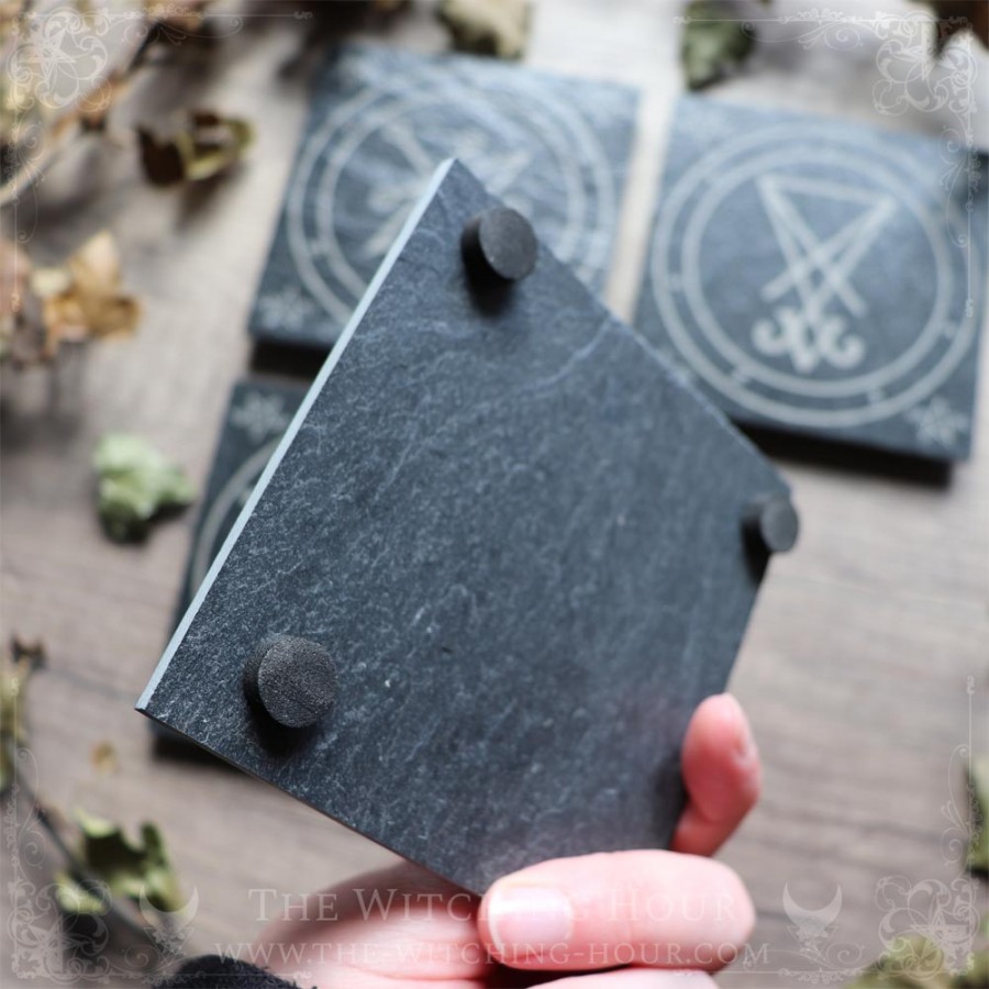 Slate coaster with sigils of Lilith, Lucifer, Astaroth and Azazel