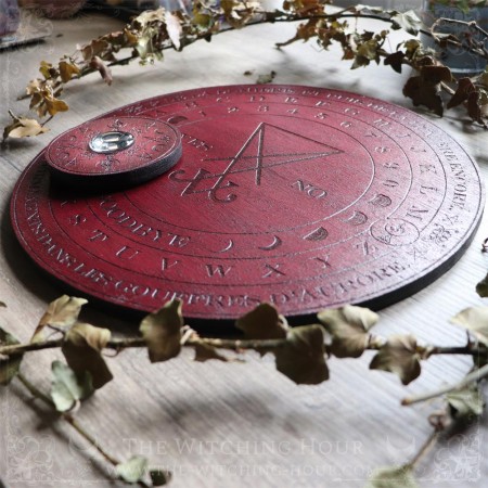 Planche ouija ornée avec sigil de Lucifer, planche à esprit en bois rouge fabriquée artisanalement