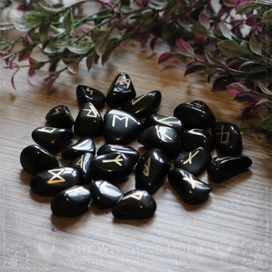 Handmade rainbow obsidian runes