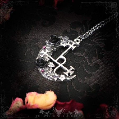 Pendentif sigil de Lilith avec roses