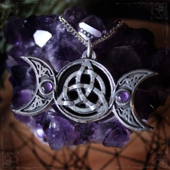 Pendentif triquetra celtique onyx et améthyste