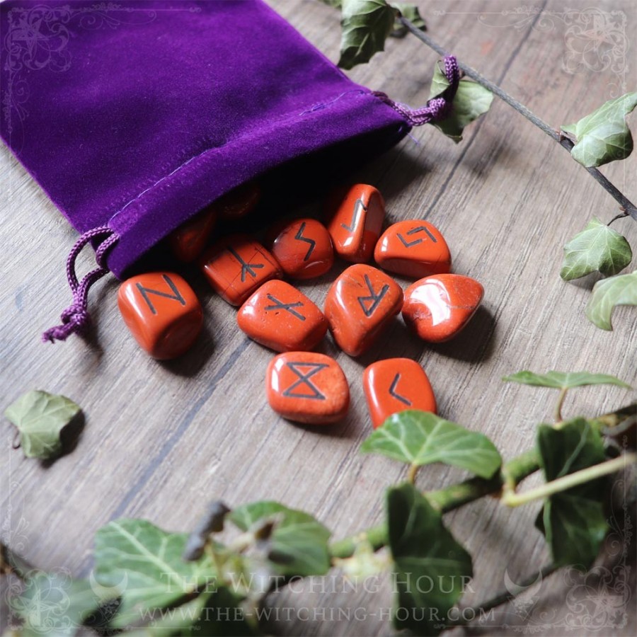 Handmade red jasper runes