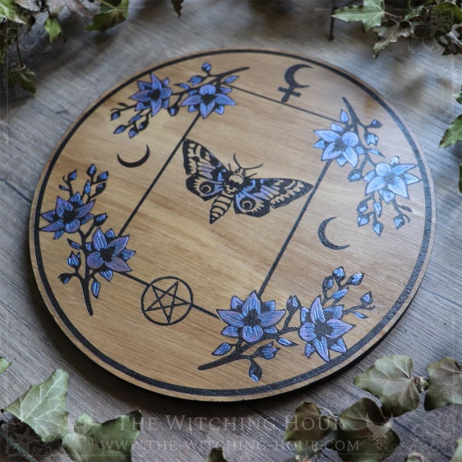 Planche de divination papillon de nuit moth et symbole de Lilith la lune noire