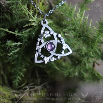 Celtic triquetra pendant with amethyst