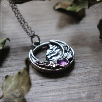 Pendentif sapins et croissant de lune inspiré des montagnes des Vosges