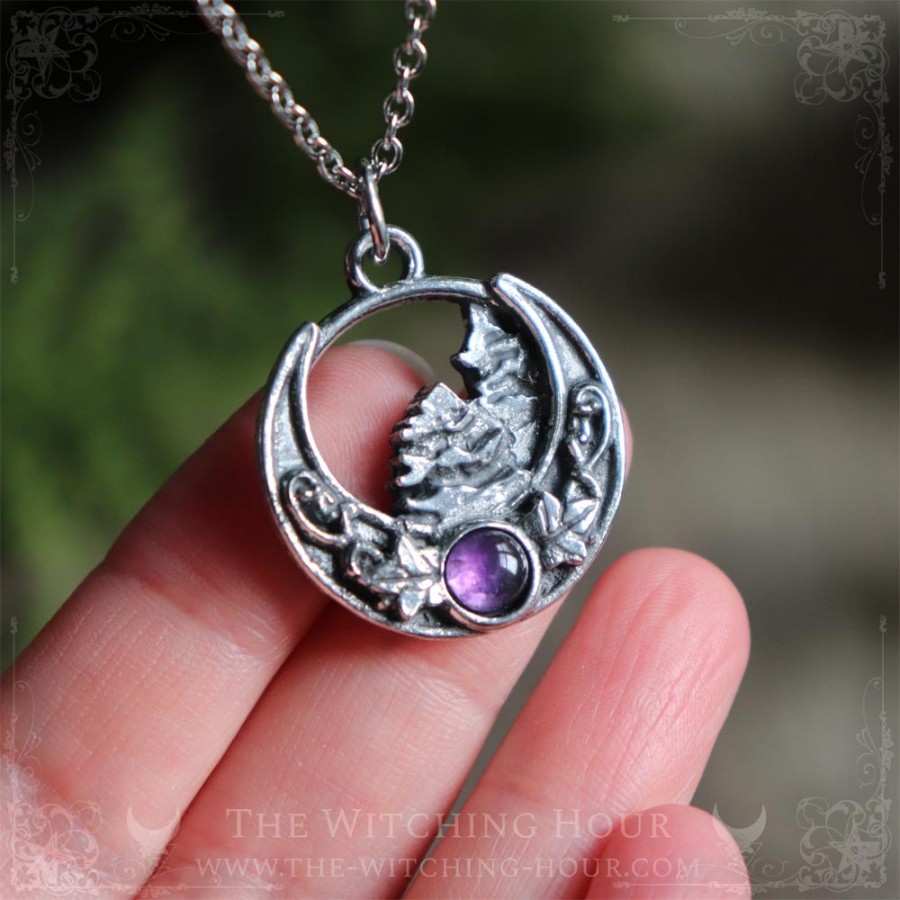 Fir trees and moon crescent pendant