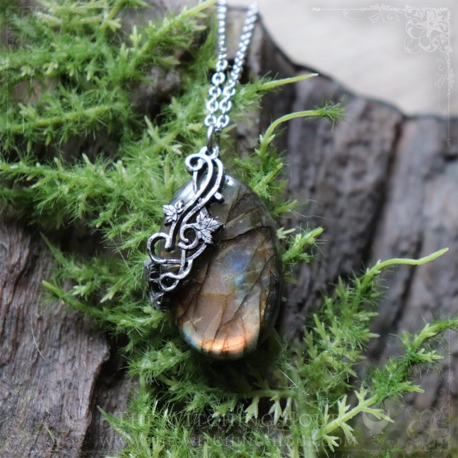 Pendentif en labradorite dorée