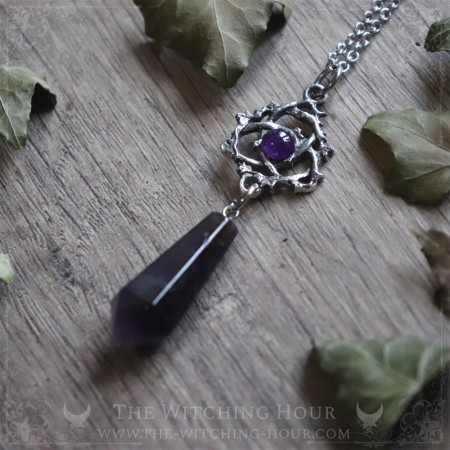 Celtic triquetra amethyst pendulum necklace