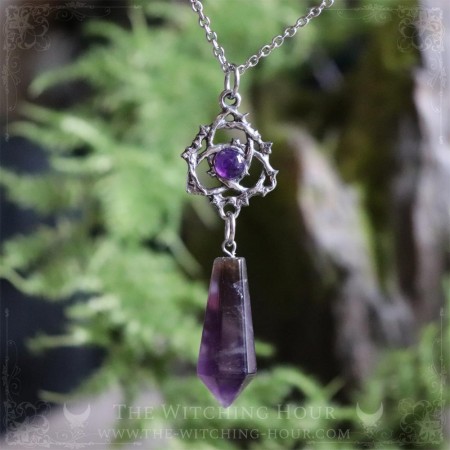 Celtic triquetra amethyst pendulum necklace