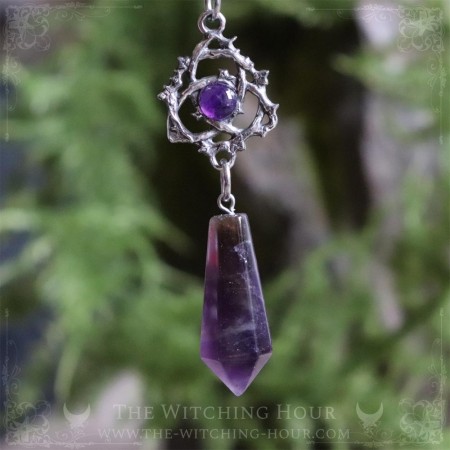 Celtic triquetra amethyst pendulum necklace