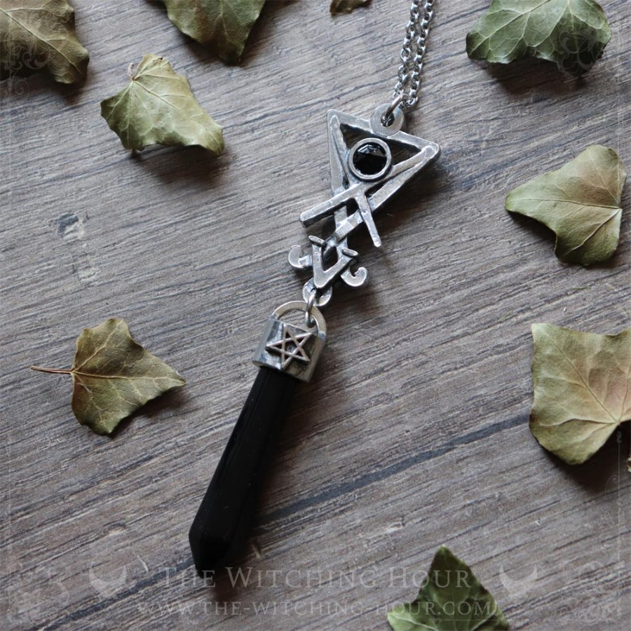 Collier sigil de Lucifer en onyx noir, bijou luciférien