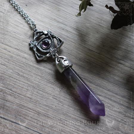 Collier pendule triquetra en améthyste