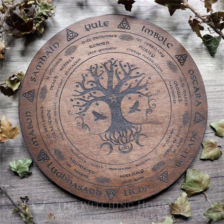 Tree of life wheel of the year with Yggdrasil symbol